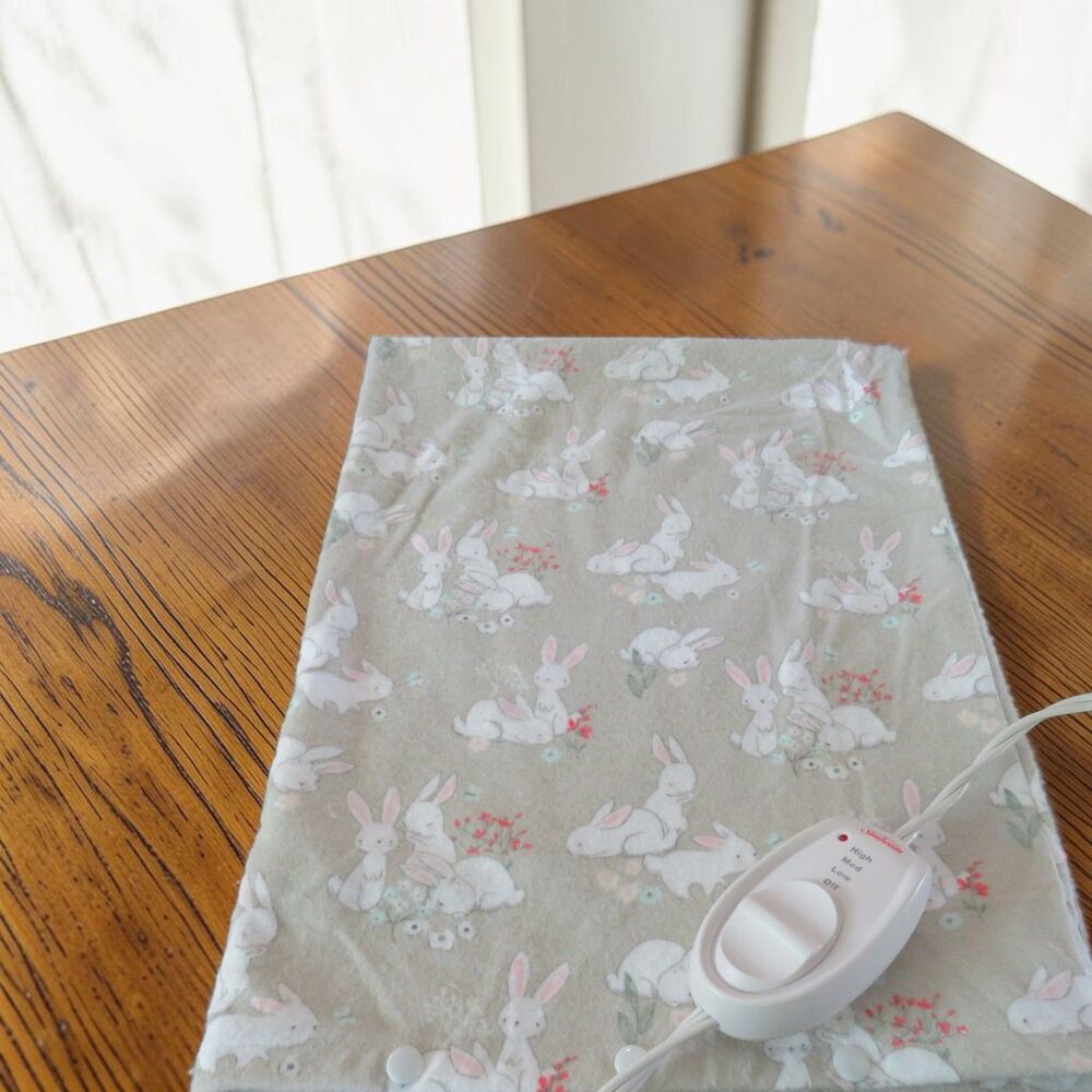 Heating Pad Cover, 12 x 15, Soft Flannel With Rabbits, 3 Snap Closure
